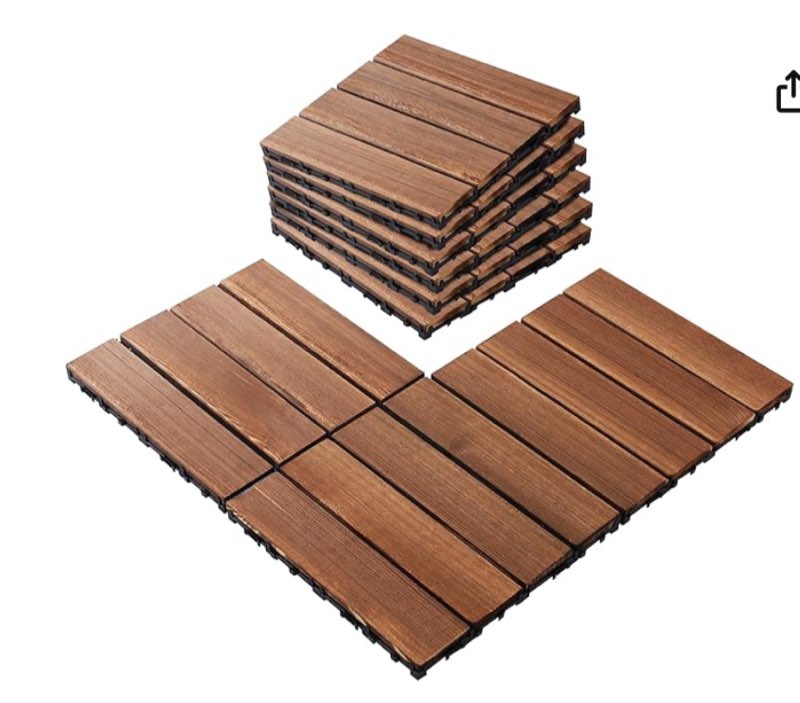 27PCS Interlocking Patio Deck Tiles - 11.81’’x11.81’’Pine Wood Floor Tiles Outdoor Flooring for Outdoor & Indoor Patio Garden Deck Poolside - Natural Color