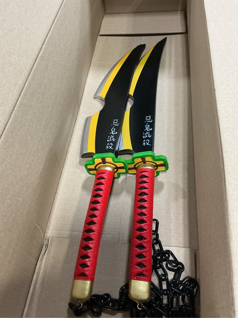 Condition photo showing As Is for damdos demon of slayer sword, unisex 2pcs sets