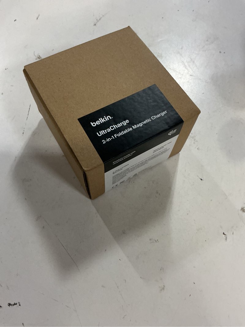 Condition photo showing New/Like New for belkin magsafe charger, compatible 2-in-1 charging station, qi2.2 25w magnetic wireless charger iphone, foldable stand, with 5w usb-c port, for iphone 17/16/15, pixel 10, airpods, 45w adapter included black