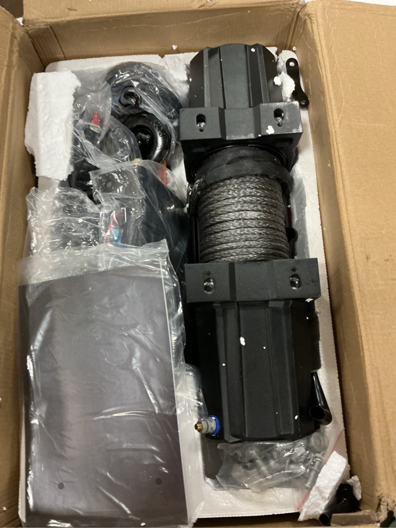 Condition photo showing As Is for OPENROAD 6000 lbs UTV Winch, Waterproof IP67 Electric Trailer 6k Winch with 1/4"×50ft Synthetic Rope,Wireless Remote and Winch Stopper (6000lb with Mounting Plate)