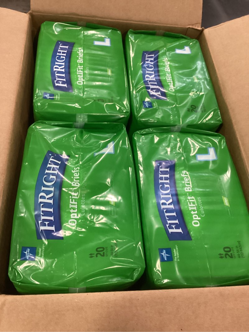 FitRight OptiFit Extra+ Briefs  with Leak Stop Guards  Adult Disposable Briefs with Tabs  Large  48 -58   20 Count