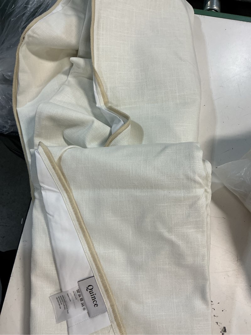 Condition photo showing Good Condition for quince piped edge cotton true blackout curtian 48”x96” ivory