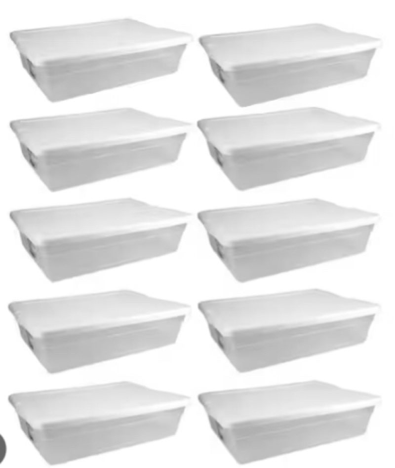 Room Essentials 28 Qt Underbed Storage Box Clear, 10 Pack