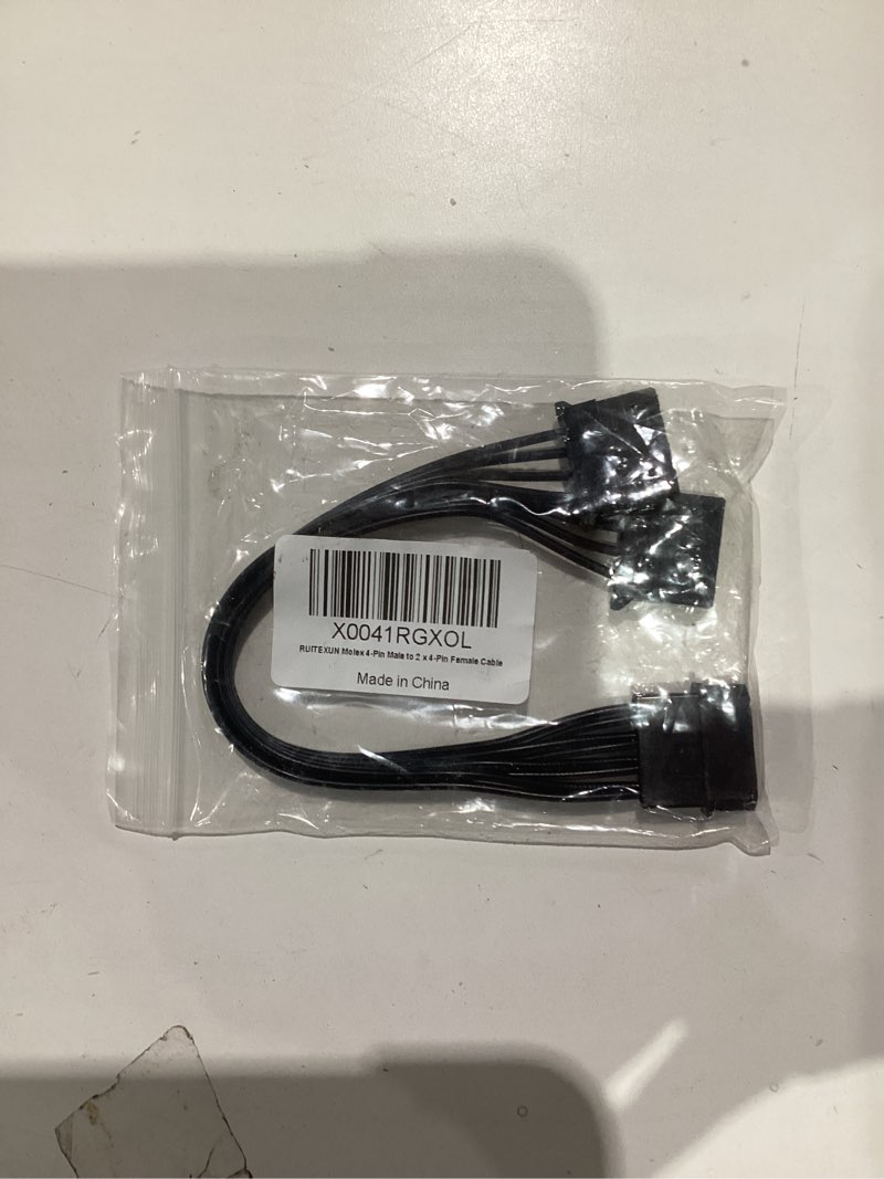 Condition photo showing As Is for D-Type Molex LP4 IDE 4-Pin Male to 2 x Molex LP4 4-Pin Female Power Y Splitter Connector Adapter Cable for Hard Disks, Cooling Fans, CD-ROM, DVD-ROM Drives (Black)