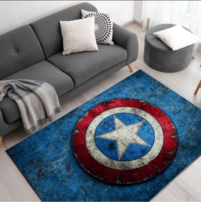 DreamController Caption America Custom Rugs for Gamer Room (62x40inch)| Playroom Carpets Inspired by Games & Anime