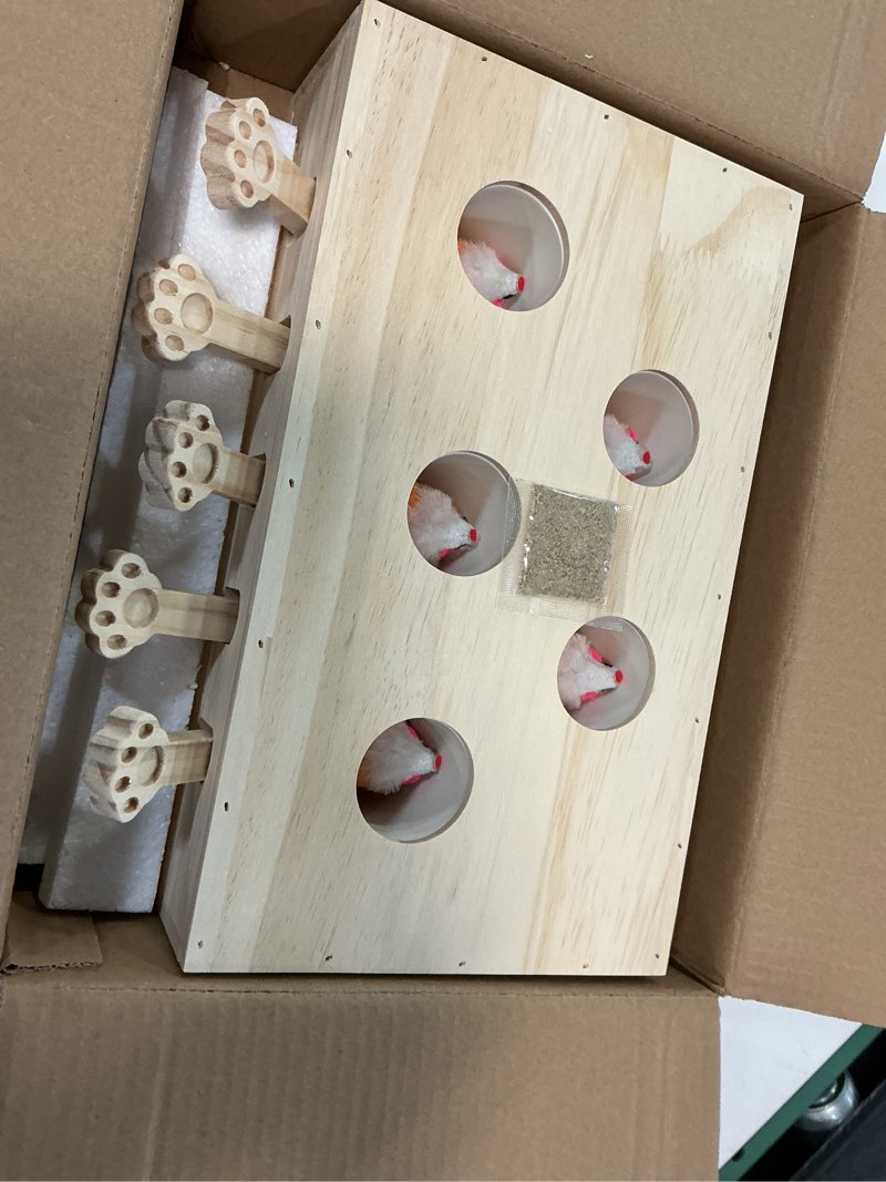 Condition photo showing New/Like New for Whack-a-Mole Interactive Cat Toy,Eco-Friendly Wooden Activity Center with 5 Holes for Engaging Indoor Play & Exercise (Five Holes)