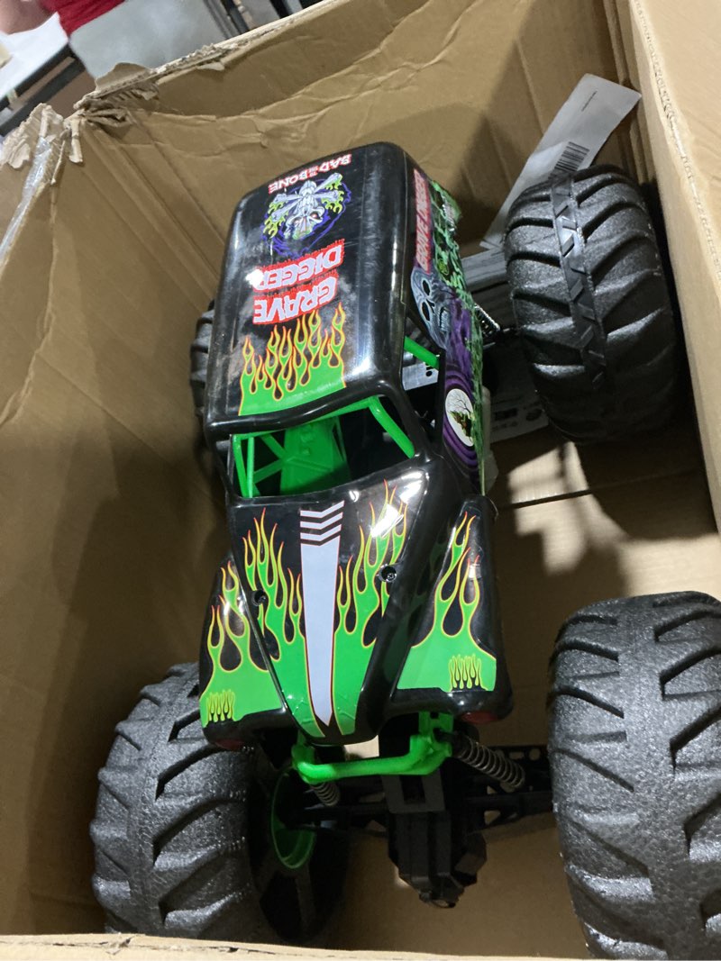 Condition photo showing As Is for Monster Jam, Official Mega Grave Digger All-Terrain Remote Control Monster Truck, Over 2 Ft. Tall, 1:6 Scale, Kids Toys for Boys and Girls Ages 4 and Up Mega Grave Digger (V2)
