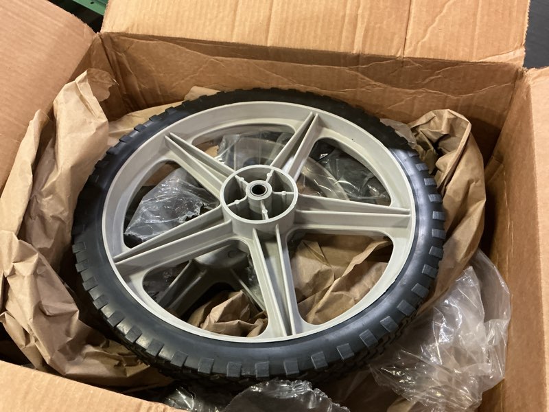 Condition photo showing Good Condition for gicool 14 x 1.75" spoked plastic wheel and tire, 2.45" hub length, 1/2" axle bore, universal replacement wheel for lawn mowers and diy trolley wagon cart, 2 pack