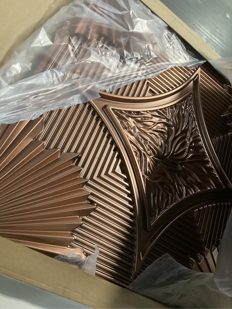 Condition photo showing Good Condition for Art3d Drop Ceiling Tiles 24x24 in Bronze (12-Pack, 48 Sq.ft), 3D Wainscoting Panels Glue Up 2x2 24"x24" Bronze 12