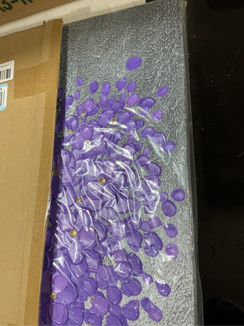 Condition photo showing Good Condition for 24x24 hand-painted purple flowers 3d abstract decorative paintings, wall decorative frame wall art, modern art living room bedroom office hotel and restaurant wall art eft017
