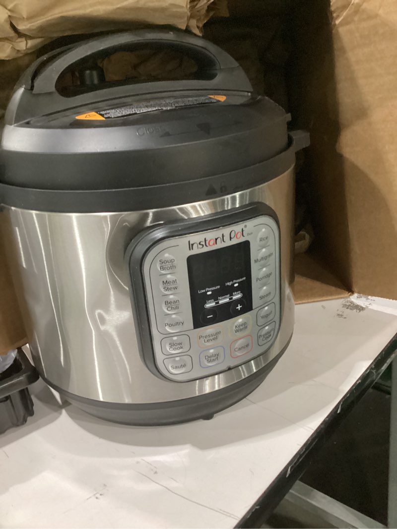 Condition photo showing As Is for Instant Pot Duo 7-in-1 Electric Pressure Cooker, Slow Cooker, Rice Cooker, Steamer, Sauté, Yogurt Maker, Warmer & Sterilizer, Includes App With Over 800 Recipes, Stainless Steel, 8 Quart 8 Quarts