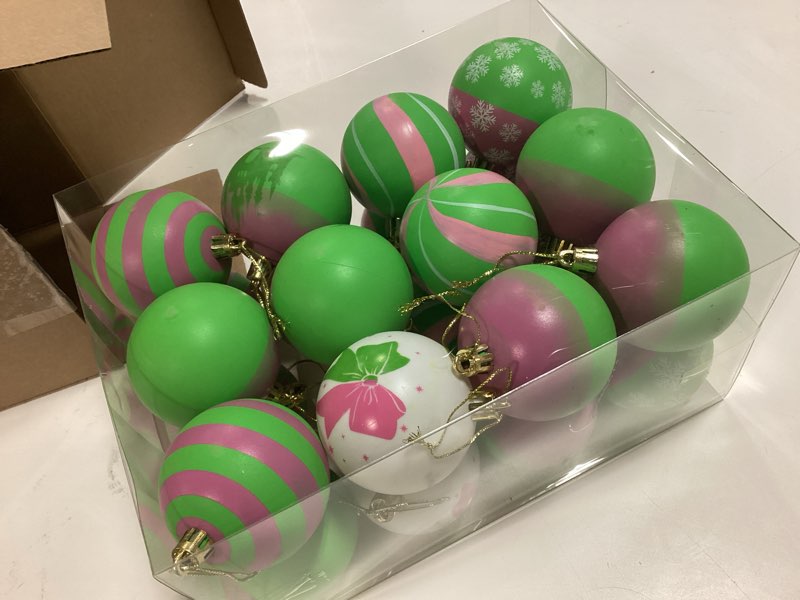 Condition photo showing Good Condition for Rotatingpals 24 Pcs 2.4 Inch Christmas Tree Ball Ornaments Cartoon Hanging Ornaments Plastic Christm