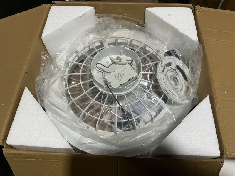 Condition photo showing Good Condition for pazala 15" gazebo ceiling fans with lights and remote control, waterproof enclosed caged ceiling fan with 3 color led light, portable hanging outdoor fan with plug in cord hook for patios white