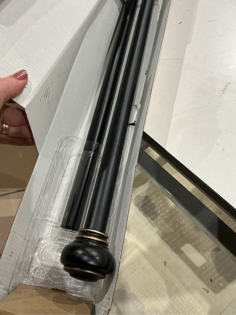 allen + roth 72-in to 144-in Matte Black Steel Single Curtain Rod with Finials