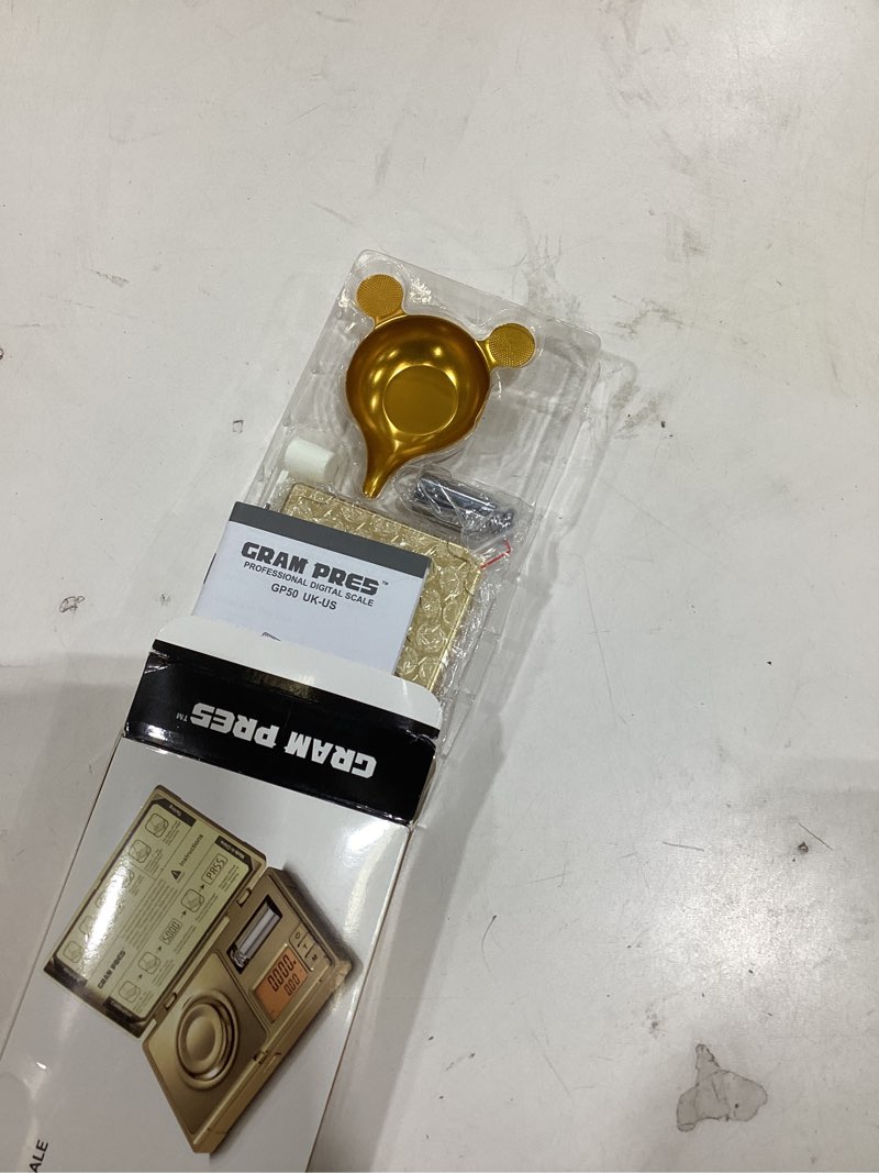 Condition photo showing As Is for GRAM PRES High Precision Milligram Scale,50g/0.001g Digital Mini Pocket Gram Scale,Mg Scale for Weighing Powders,Jewelry, Medicine, Gem, Reloading,Gold Scale with Cal Weight, Tweezer and Tray