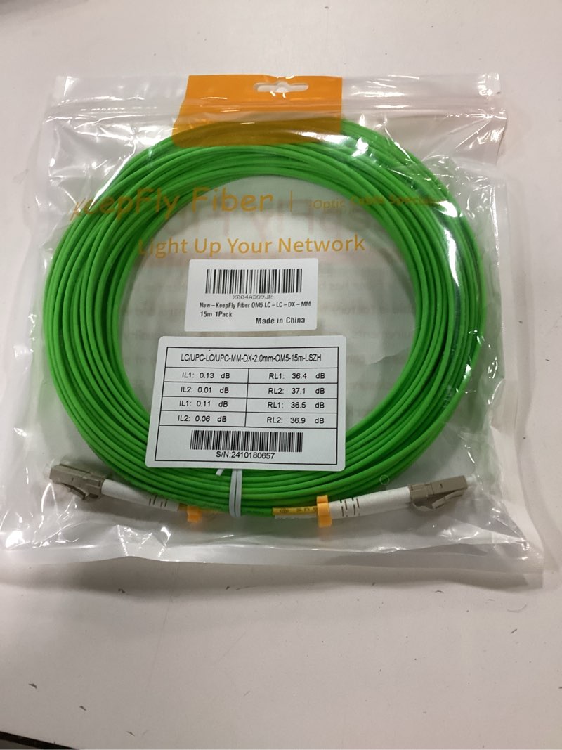 Condition photo showing New/Like New for KeepFly Fiber- 50ft/15m OM5 LC to LC Fiber Patch Cable, 40G/100Gb 50/125?m Multimode Duplex MMF Fibe
