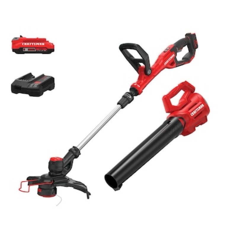 CRAFTSMAN V20 20-volt max Cordless Battery String Trimmer and Leaf Blower and Combo Kit 2 Ah
