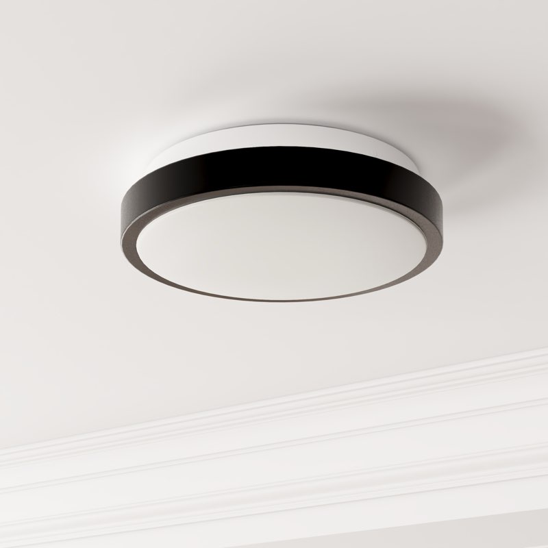 globe electric dean 11-in matte black indoor smart led rgbw flush mount
