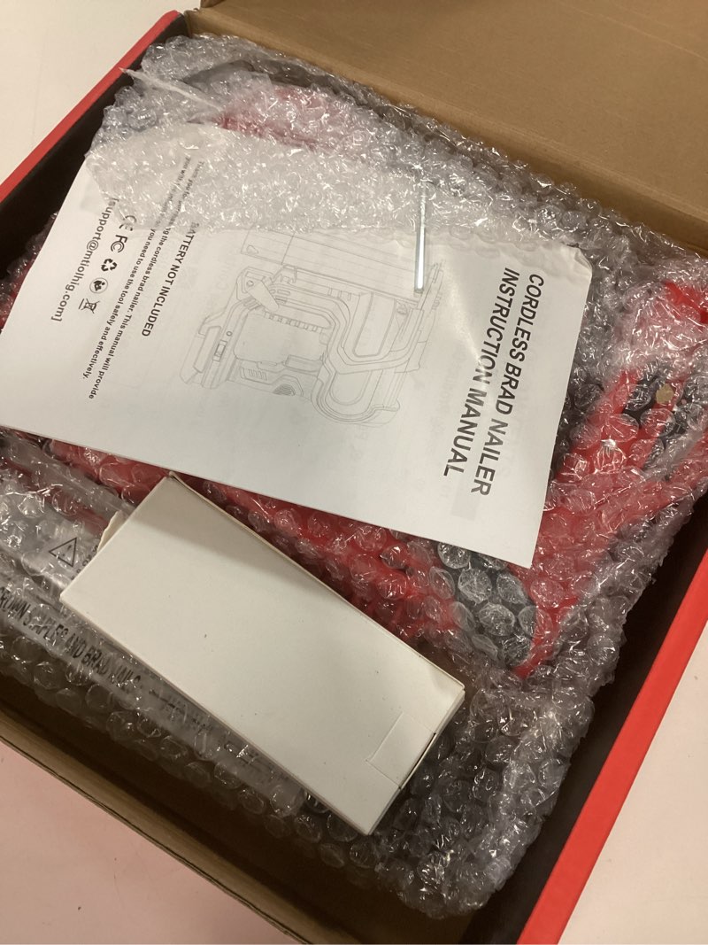 Condition photo showing Good Condition for cordless 2" brad nailer compatible with milwaukee battery(no battery), 2-in-1 electric nail gun/staple gun, 18 gauge nail gun battery powered with 1000 nails for wood carpentry, 7.2lb red 2" compatible with milwaukee