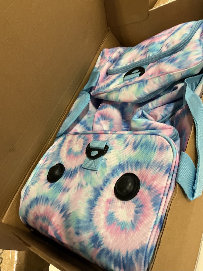 Condition photo showing Good Condition for choco mocha girls suitcase with wheels, kids rolling duffle bag luggage for travel 22inch, tie dye blue tie dye-blue duffle only