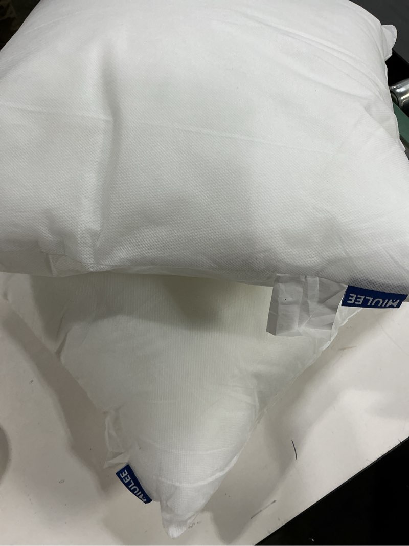 Condition photo showing As Is for MIULEE Set of 2 Throw Pillow Inserts 20x20 Inches, Nowoven Decorative Pillow Inserts for Living Room 2 20x20 Inch