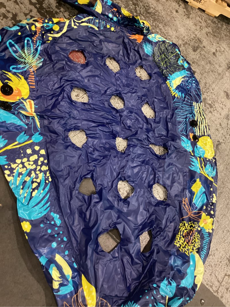 Condition photo showing As Is for sunikko x 3-in-1 pool floats with canopy cup holder, tanning pool large 73" x 48" float adult heavy duty, inflatable lounger raft floating chair with backrest, swimming pool lake beach party flower star