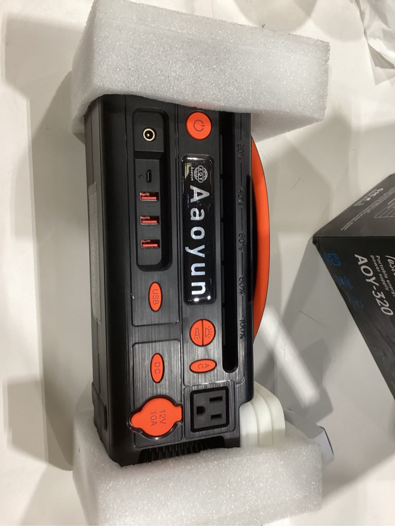 Condition photo showing As Is for jackery portable power station explorer 300, 293wh backup lithium battery, 110v/300w pure sine wave ac outlet, solar generator (solar panel not included) for outdoors camping travel hunting blackout