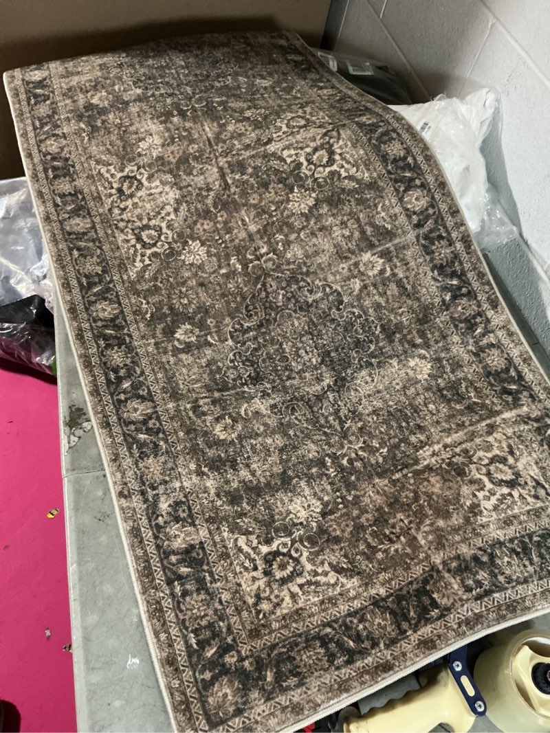 Condition photo showing Good Condition for rugs usa bayberry vintage machine washable area rug - 2x5 machine washable accent rug oriental & persian green grey/beige for living room bedroom dining room entryway kitchen green grey 2' x 5' (rectangular)
