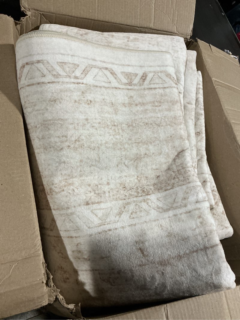 Condition photo showing Good Condition for (unknown measurement) moroccan large area rug  - soft machine washable geometric boho distressed farmhouse rug morden stain resistant indoor floor carpet for bedroom dining table nursery home office