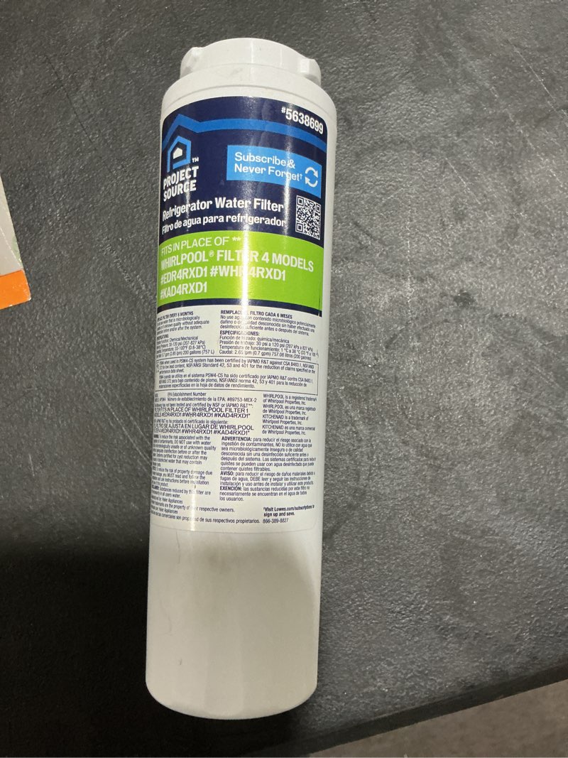 Condition photo showing Good Condition for project source twist refrigerator water filter fits whirlpool filter edr4rxd1
