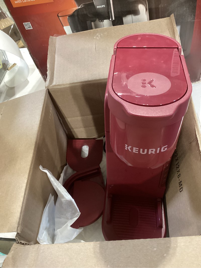 Condition photo showing Good Condition for keurig k-express single serve k-cup pod coffee maker, 3 brew sizes, strong button feature, 42oz removable reservoir, island berry holiday berry
