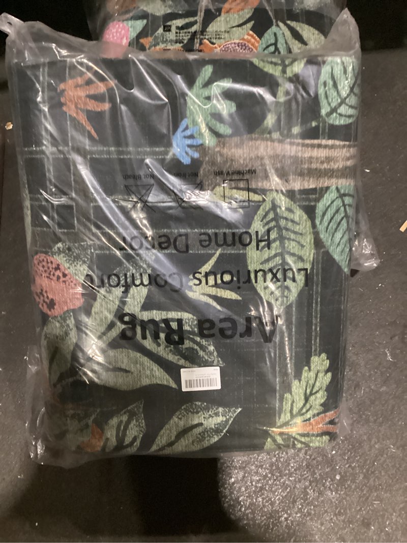 Condition photo showing New/Like New for similar to stock photo lanffia botanical 5x7 washable area rug, soft whimsical non slip rugs for nursery, beige tree plant indoor floor throw rug, nature living room decor low pile carpet 5' x 7' (rectangular) beige