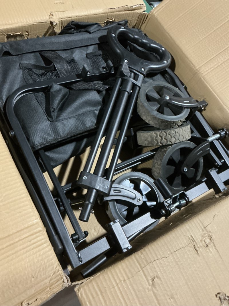 Condition photo showing As Is for PASAMIC Collapsible Wagon 220 lbs, Heavy Duty Wagon Carts Foldable, Portable Wagons for Groceries, Beach Cart with All-Terrain Wheels & Drink Holders, Utility Wagon for Shopping, Sports, Camping,Black