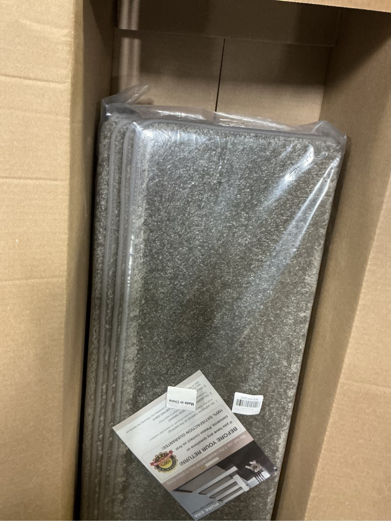 Condition photo showing New/Like New for PURE ERA Bullnose Carpet Stair Treads Set Tape Free Non-Slip Indoor Stair Protectors Pet Friendly Rugs Covers Soft Skid Resistant Washable Reusable 9.5" x 30"(14 Pieces,Light Gray) Light Gray 14 Pieces with Bullnose
