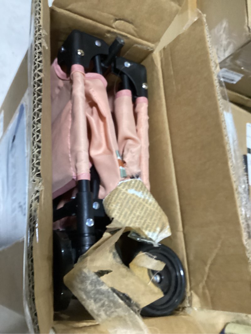 Condition photo showing As Is for 509 crew: little wagon - pink - folding pull-along cart, adjustable handle, canvas-metal frame, transport toys-dolls-stuffed animals, kids 3+