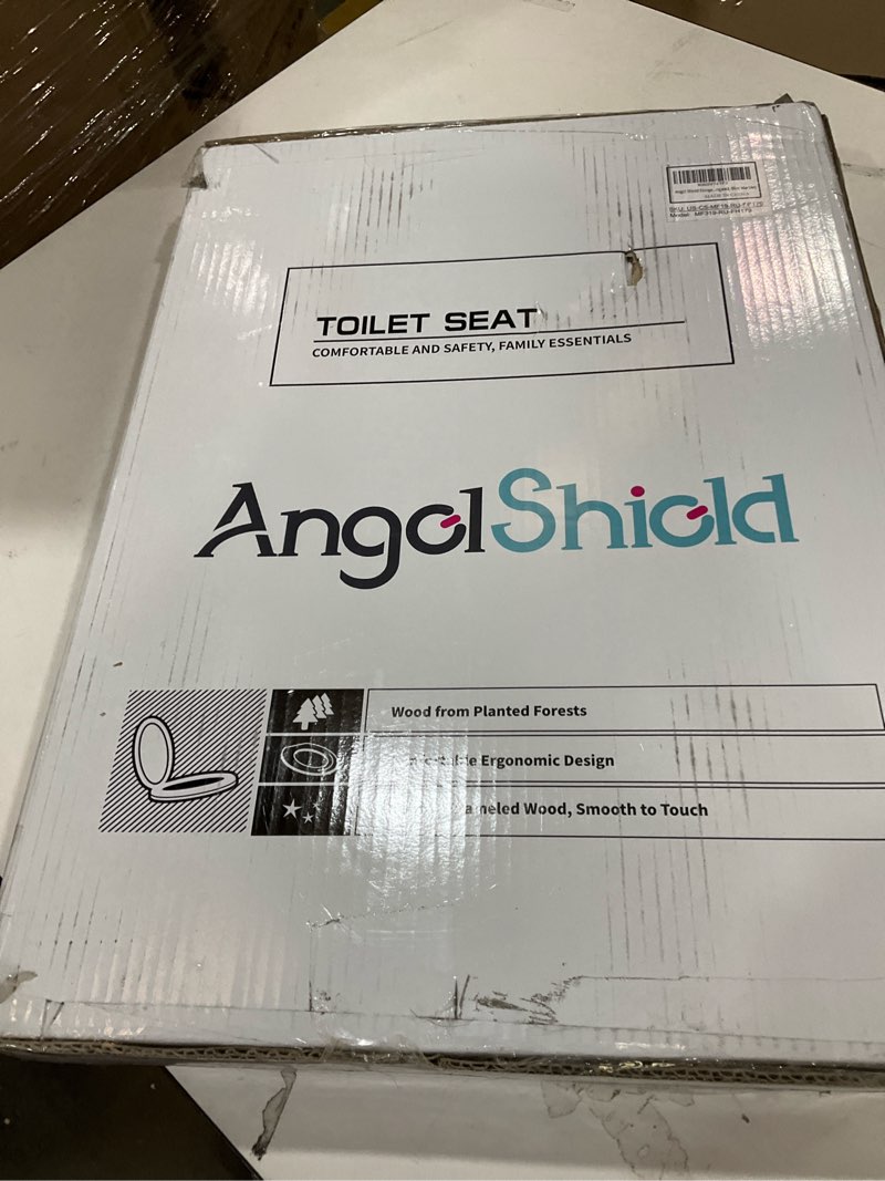 Condition photo showing New/Like New for Angol Shiold Elongated Toilet Seat Molded Wood Toilet Seat with Quietly Close and Quick Release Hinges, Easy to Install also Easy to Clean (Elongated, Blue Marble) Elongated-18.5” Blue Marble
