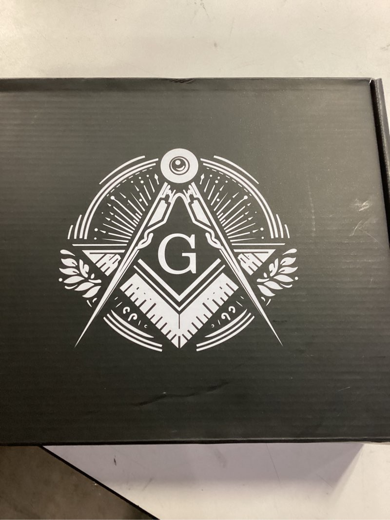 Condition photo showing New/Like New for Free Mason Cigar Humidor - Cedar Lined Cigar Holder Humidifier with Accurate Hygrometer, Dropper, and Wood Bar Divider, Masonic Gifts for Men