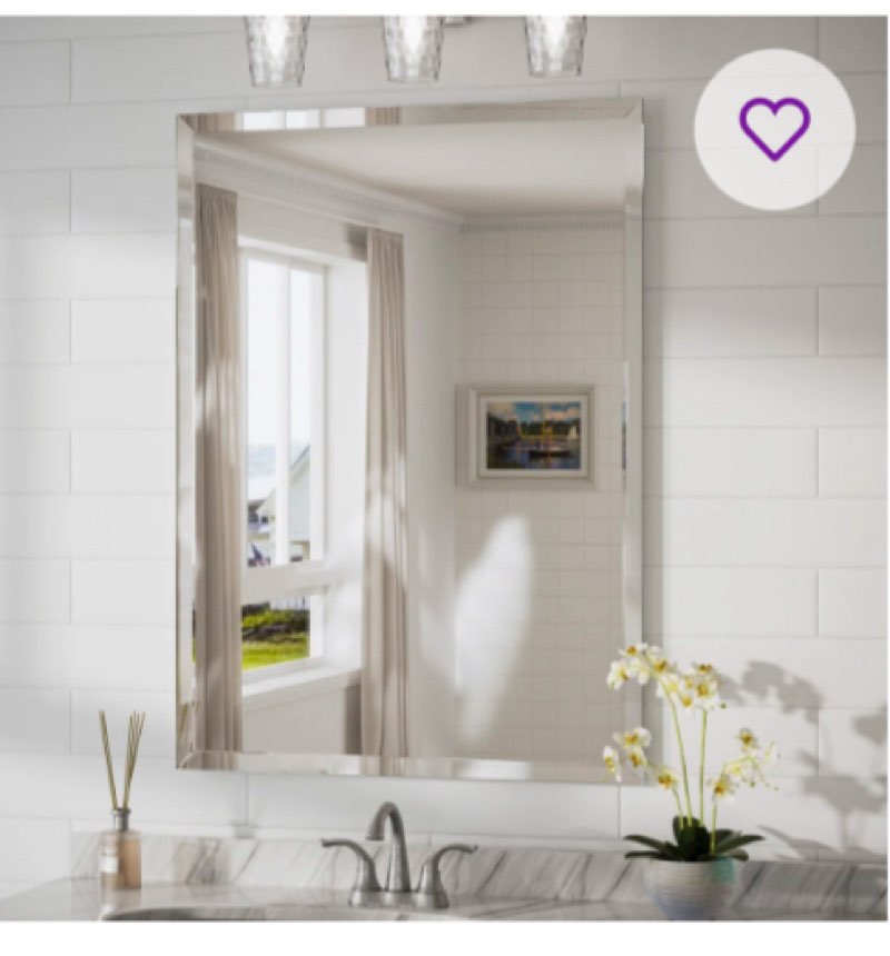 Janica Rectangle Beveled Frameless Bathroom Vanity Mirror Decorative