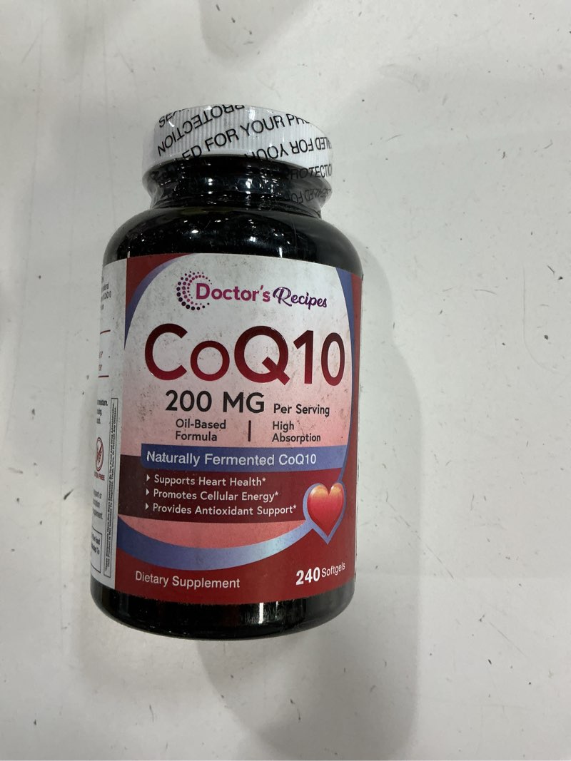 Condition photo showing Good Condition for doctor's recipes coq10 200mg per serving, high absorption coenzyme q10 supplement with olive oil, heart & vascular health, energy production & antioxidant support, 4 month supply, 240 softgels 240 count (pack of 1)