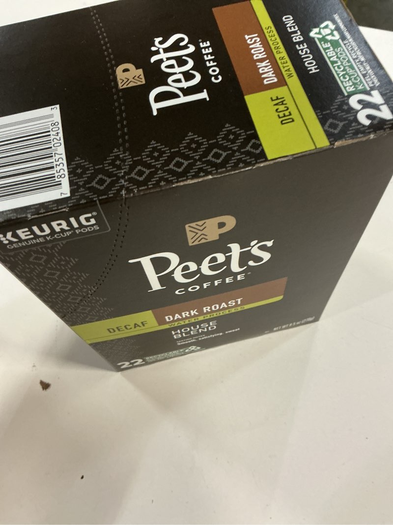 Condition photo showing New/Like New for (Best BY:12/08/2025) (box of 4 packs)Peet s Coffee Decaf House Blend Premium Dark Roast Single Serve Coffee Pods  22 Count