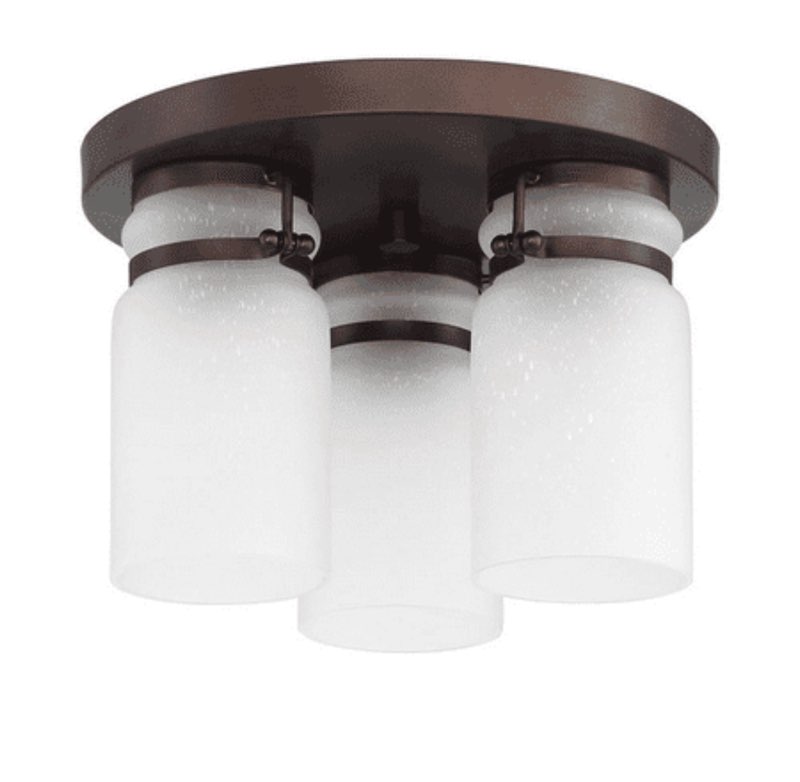Sunset Lighting Qairo 3Lt Mb Flush Mount With Frosted Seeded Glass Provincial Bronze