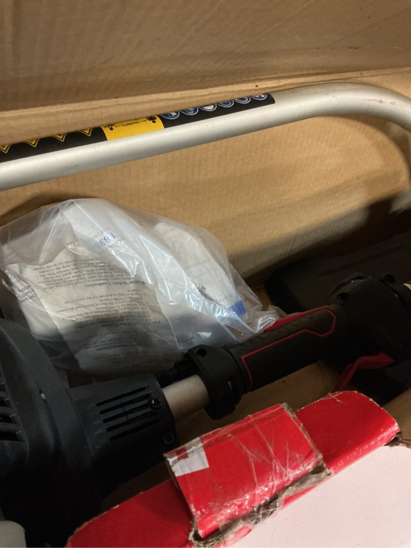 Condition photo showing As Is for hyper tough 17" 26cc 2-cycle gas powered curved shaft string trimmer