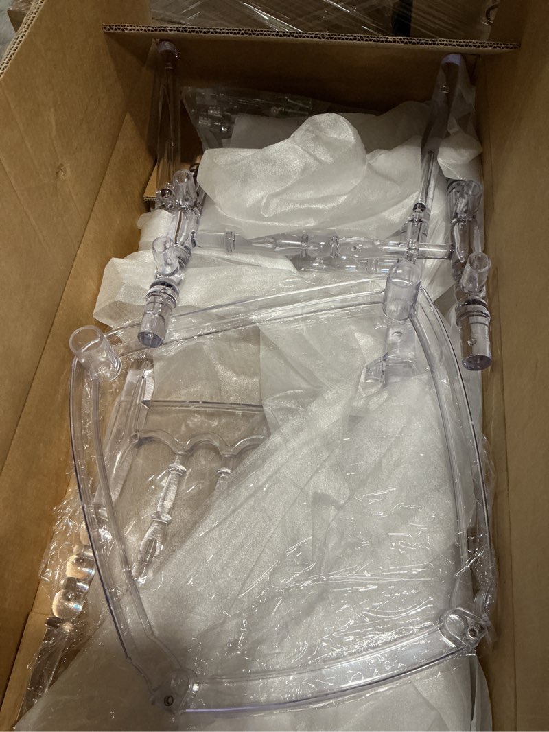 Condition photo showing Good Condition for clear napoleon chair, clear acrylic chair, modern plastic dining chairs, armless transparent crystal chairs for wedding, banquet, party, event, kitchen