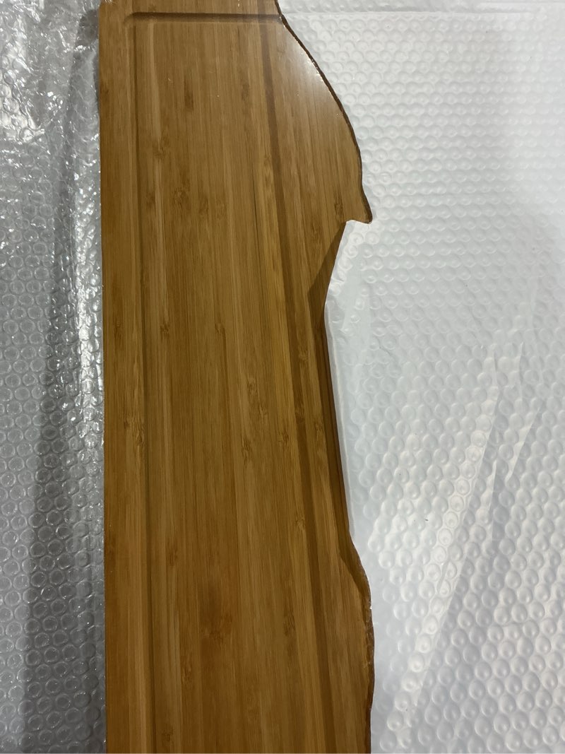 Condition photo showing New/Like New for 24"x18" Bamboo Cutting Boards, XXL Charcuterie Cheese Platter Serving Tray with Handles and Juice Grooves, Solid Structure, Slim, Durable, Reversible 24"L x 18"W Brown