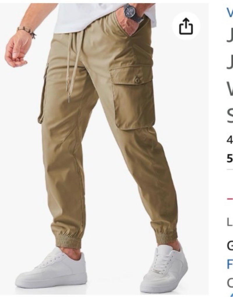 Mens Casual Cargo Joggers Pants Elastic Waist Slim Fit Stretch Chino Work Pants Twill Track Sweatpants Trousers 40 A#beige (size 34) 