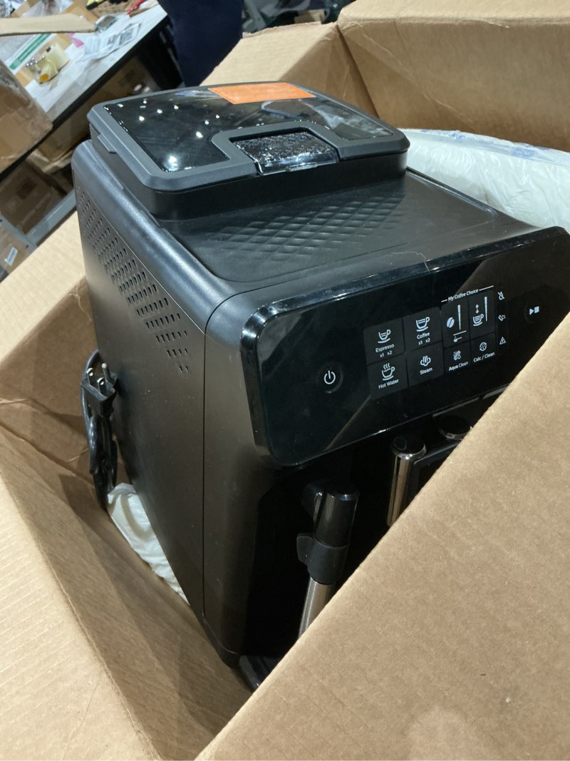Condition photo showing Good Condition for philips 1200 series fully automatic espresso machine, classic milk frother, 2 coffee varieties, intuitive touch display, 100% ceramic grinder, aquaclean filter, aroma seal, black (ep1220/04)