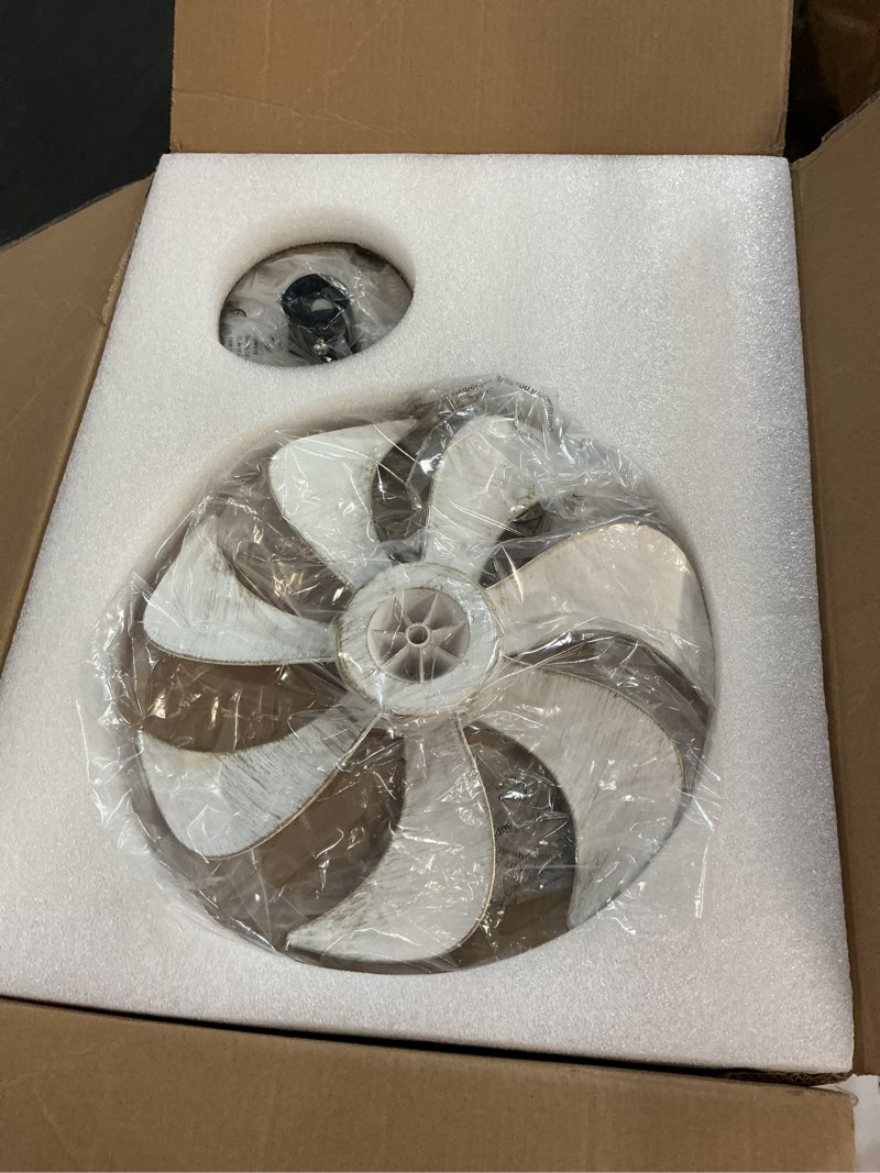 Condition photo showing New/Like New for Chandelier Ceiling Fan, 20" Farmhouse Fandelier Ceiling Fans with Lights, Rustic Hanging Geometric Pendant Light Fixture for Bedroom, Dining Room, Kitchen Island, Foyer, Hallway-Rustic White White Gold