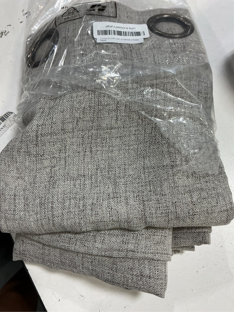 Condition photo showing Good Condition for youngstex dark oatmeal linen curtains 54 inch length for kitchen, bronze grommet light filteringtextured window drapes privacy for bedroom living room decorative burlap rustic, 52 x 54 inch, 2 panels 52"w x 54"l (pack of 2) dark oatmeal