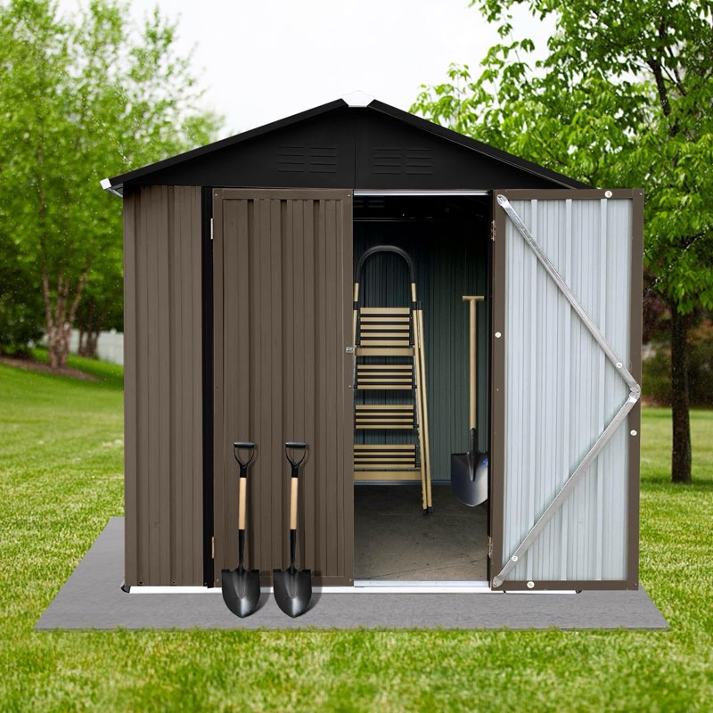 LCOZPG 6FT x 4FT Metal Outdoor Storage Shed, Steel