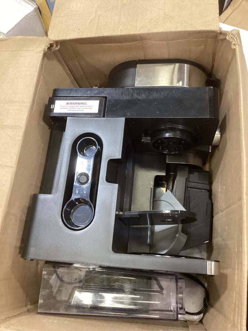 Condition photo showing As Is for ninja espresso & coffee maker & barista system, 3 espresso brew styles, single-serve coffee & nespresso capsule compatible, built-in frother, espresso, cappuccino & latte maker, black, cfn601 espresso & coffee maker deluxe